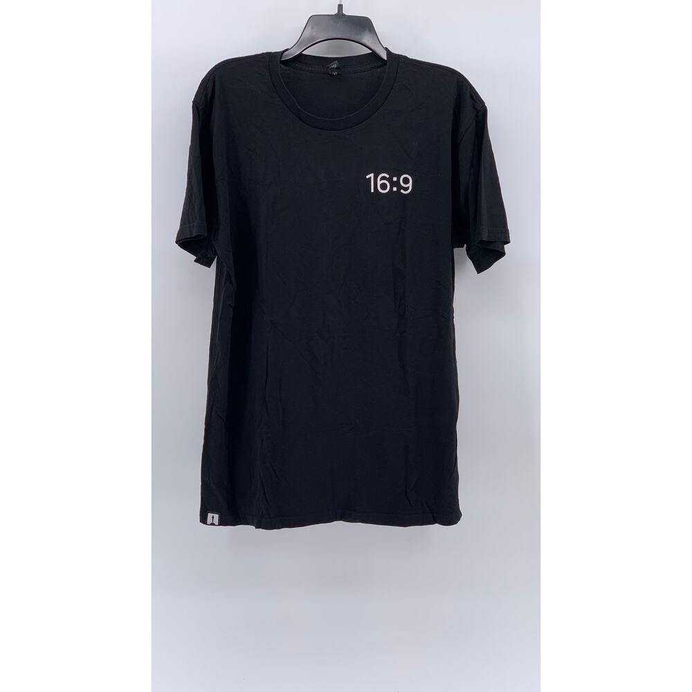 AS COLOUR Men's Black 16:9 Logo Crewneck Short Sleeve Casual T-Shirt SZ L